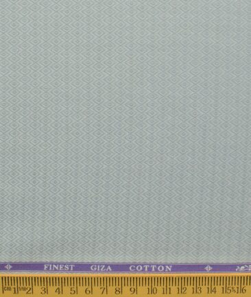 Soktas Men's Giza Cotton Self Design 2.25 Meter Unstitched Shirting Fabric (Light Grey)
