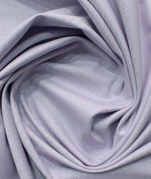 Soktas Men's Giza Cotton Self Design 2.25 Meter Unstitched Shirting Fabric (Light Purple)