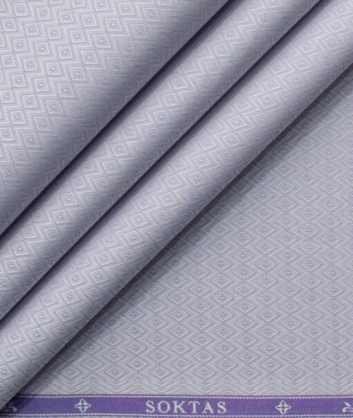 Soktas Men's Giza Cotton Self Design 2.25 Meter Unstitched Shirting Fabric (Light Purple)