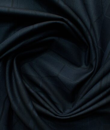 Soktas Men's Giza Cotton Striped 2.25 Meter Unstitched Shirting Fabric (Dark Blue)