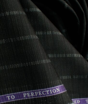 Soktas Men's Giza Cotton Striped 2.25 Meter Unstitched Shirting Fabric (Black)