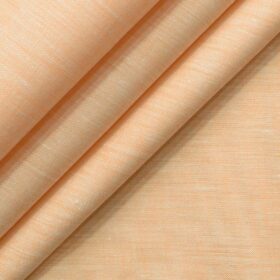 Linen Club Men's Pure Linen 60 LEA Self Design 2.25 Meter Unstitched Shirting Fabric (Cantaloupe Orange)