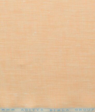 Linen Club Men's Pure Linen 60 LEA Self Design 2.25 Meter Unstitched Shirting Fabric (Cantaloupe Orange)