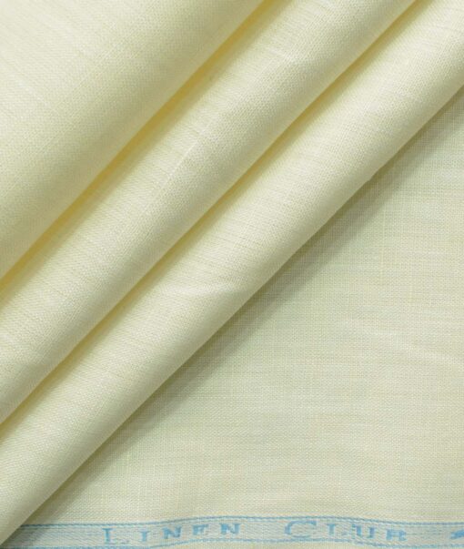 Linen Club Men's Pure Linen 60 LEA Solids 2.25 Meter Unstitched Shirting Fabric (Cream)