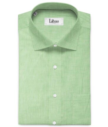 Linen Club Men's Pure Linen 60 LEA Self Design 2.25 Meter Unstitched Shirting Fabric (Light Green)