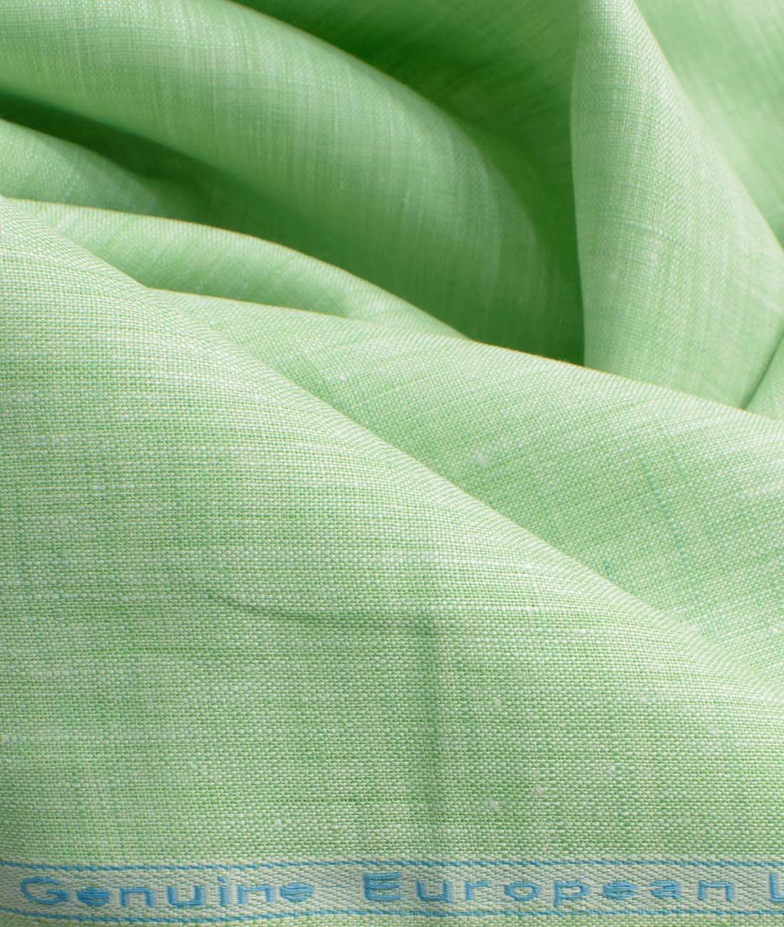 Linen Club Men's Pure Linen 60 LEA Self Design Unstitched Shirting Fabric  (Light Green)