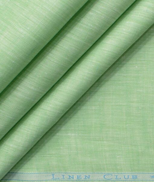 Linen Club Men's Pure Linen 60 LEA Self Design 2.25 Meter Unstitched Shirting Fabric (Light Green)