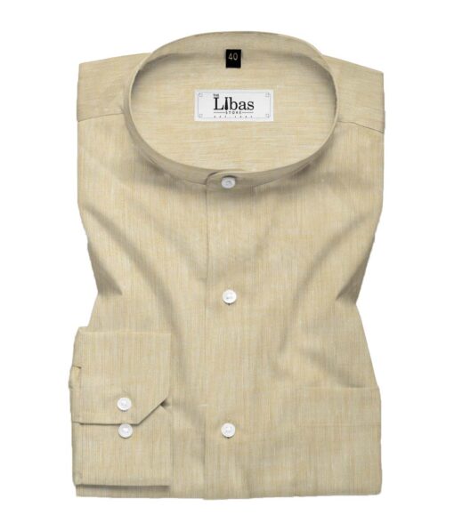 Linen Club Men's Pure Linen 60 LEA Self Design 2.25 Meter Unstitched Shirting Fabric (Light Latte Beige)