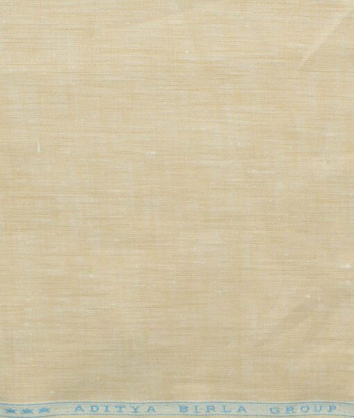 Linen Club Men's Pure Linen 60 LEA Self Design 2.25 Meter Unstitched Shirting Fabric (Light Latte Beige)
