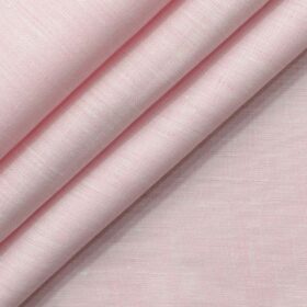 Linen Club Men's Pure Linen 60 LEA Self Design 2.25 Meter Unstitched Shirting Fabric (Light Pink)