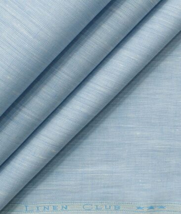 Linen Club Men's Pure Linen 60 LEA Self Design 2.25 Meter Unstitched Shirting Fabric (Sky Blue)