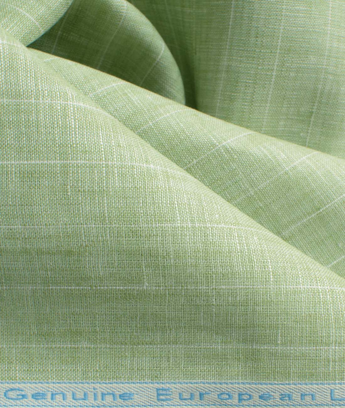 Linen Club Studio Pure Linen Green Solid Shirting Fabric