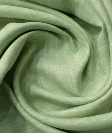 Linen Club Men's Pure Linen 66 LEA Striped 2.25 Meter Unstitched Shirting Fabric (Olive Green)