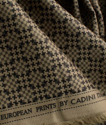 Cadini Men's Premium Cotton Printed 2.25 Meter Unstitched Shirting Fabric (Light Brown)
