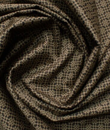 Cadini Men's Premium Cotton Printed 2.25 Meter Unstitched Shirting Fabric (Light Brown)