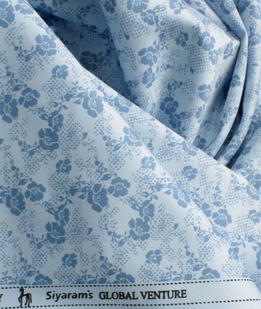 Cadini Men's Premium Cotton Printed 2.25 Meter Unstitched Shirting Fabric (Sky Blue)