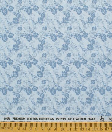 Cadini Men's Premium Cotton Printed 2.25 Meter Unstitched Shirting Fabric (Sky Blue)