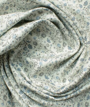 Cadini Men's Premium Cotton Printed 2.25 Meter Unstitched Shirting Fabric (White)