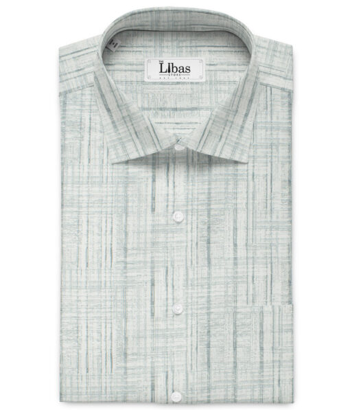Cadini Men's Premium Cotton Printed 2.25 Meter Unstitched Shirting Fabric (White & Grey)