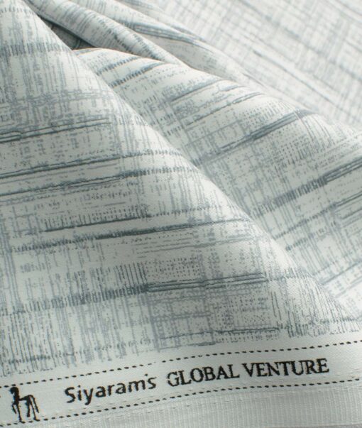 Cadini Men's Premium Cotton Printed 2.25 Meter Unstitched Shirting Fabric (White & Grey)