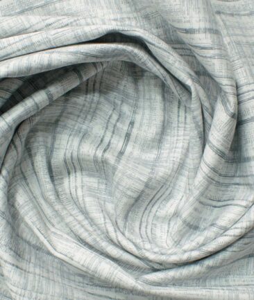 Cadini Men's Premium Cotton Printed 2.25 Meter Unstitched Shirting Fabric (White & Grey)