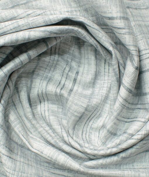 Cadini Men's Premium Cotton Printed Unstitched Shirting Fabric (White ...