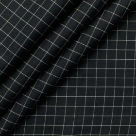Cadini Men's Pure Cotton Checks 2.25 Meter Unstitched Shirting Fabric (Black & White)