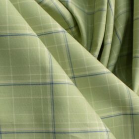 Cadini Men's Pure Cotton Checks 2.25 Meter Unstitched Shirting Fabric (Olive Green)