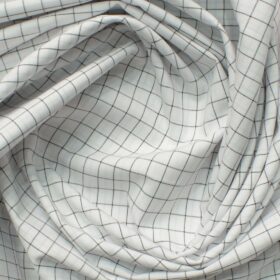 Cadini Men's Pure Cotton Checks 2.25 Meter Unstitched Shirting Fabric (White & Black)