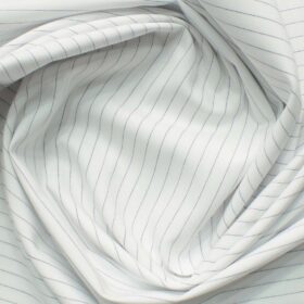Cadini Men's Pure Cotton Striped 2.25 Meter Unstitched Shirting Fabric (White & Black)
