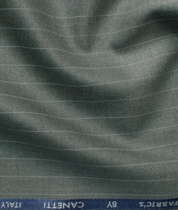 Canetti by Cadini Italy Men's Terry Rayon Striped 3.75 Meter Unstitched Suiting Fabric (Worsted Grey)