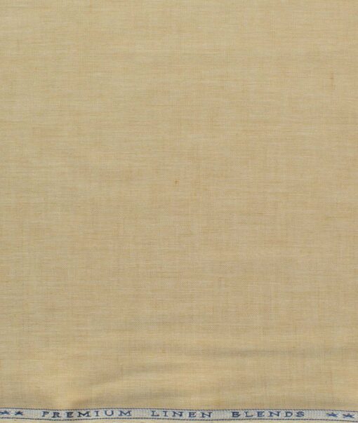 Cavallo Men's Cotton Linen Self Design 2.25 Meter Unstitched Shirting Fabric (Sand Beige)