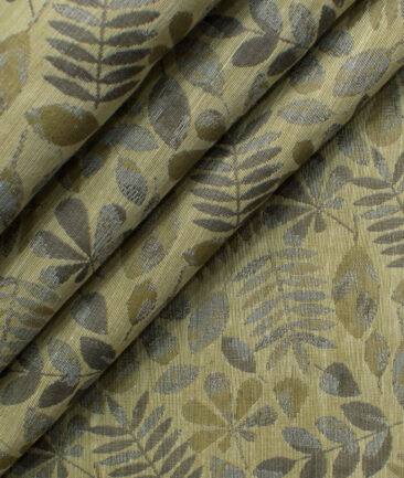 Exquisite Men's Cotton Blend Self Design 2.25 Meter Unstitched Shirting Fabric (Beige & Grey)