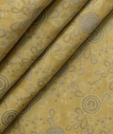Exquisite Men's Cotton Blend Self Design 2.25 Meter Unstitched Shirting Fabric (Buttermilk Beige)