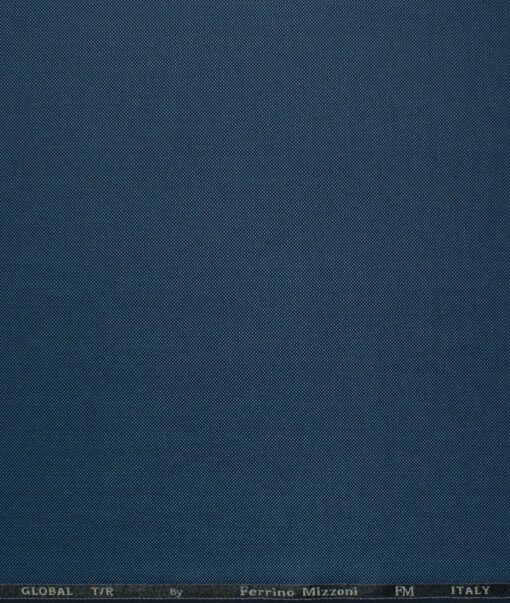Ferrino Mizzoni Men's Terry Rayon Structured 3.75 Meter Unstitched Suiting Fabric (Aegean Blue)