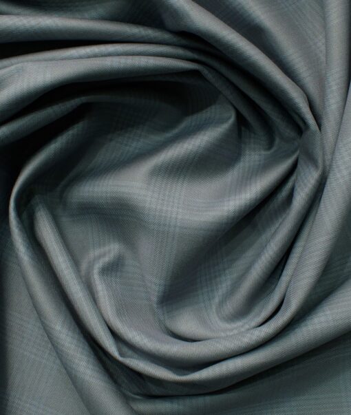 Ferrino Mizzoni Men's Terry Rayon Checks 3.75 Meter Unstitched Suiting Fabric (Grey)
