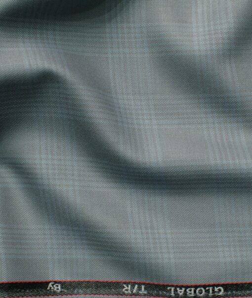 Ferrino Mizzoni Men's Terry Rayon Checks 3.75 Meter Unstitched Suiting Fabric (Grey)