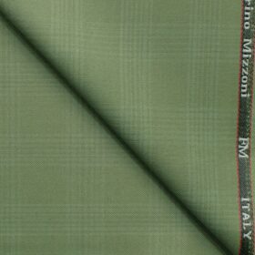 Ferrino Mizzoni Men's Terry Rayon Checks 3.75 Meter Unstitched Suiting Fabric (Pear Green)
