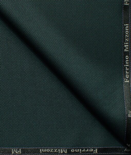 Ferrino Mizzoni Men's Terry Rayon Structured 3.75 Meter Unstitched Suiting Fabric (Pine Green)