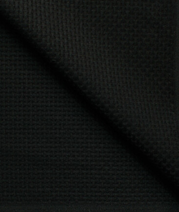Godstra Men's Terry Rayon Structured 3.75 Meter Unstitched Suiting Fabric (Black)