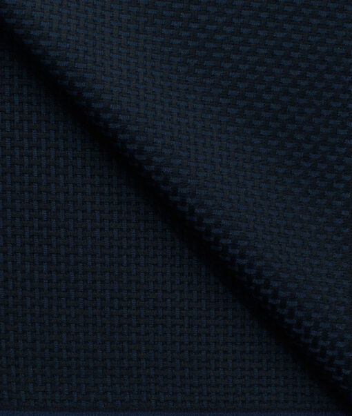 Godstra Men's Terry Rayon Structured 3.75 Meter Unstitched Suiting Fabric (Dark Royal Blue)