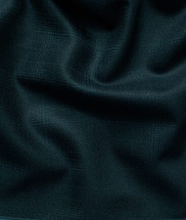 Italian Channel Men's Terry Rayon Checks 3.75 Meter Unstitched Suiting Fabric (Dark Ocean Green)