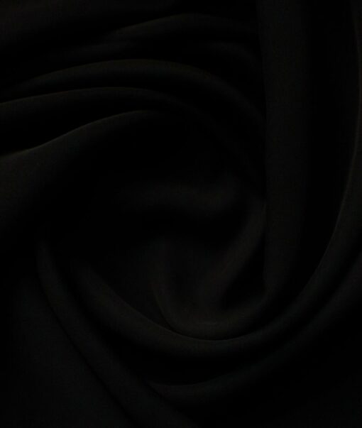 Italian Channel Men's Terry Rayon Solids 3.75 Meter Unstitched Flowy Japanese Stretchable Suiting Fabric (Jet Black)