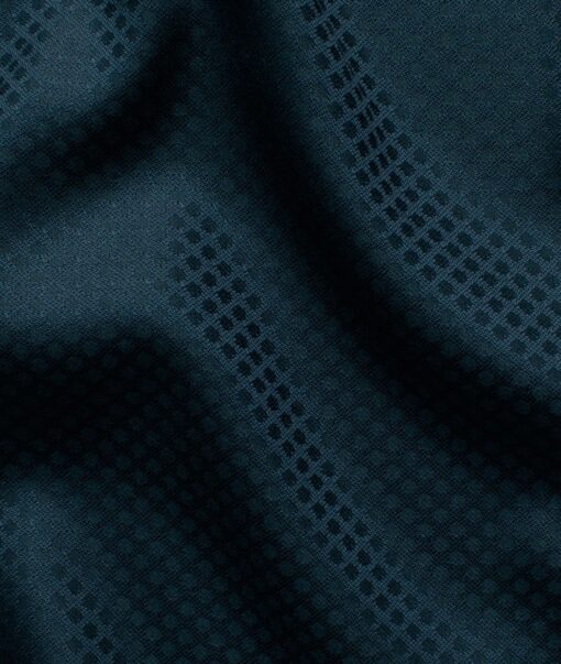Italian Channel Men's Terry Rayon Structured 3.75 Meter Unstitched Suiting Fabric (Peacock Blue)