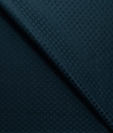 Italian Channel Men's Terry Rayon Structured 3.75 Meter Unstitched Suiting Fabric (Peacock Blue)