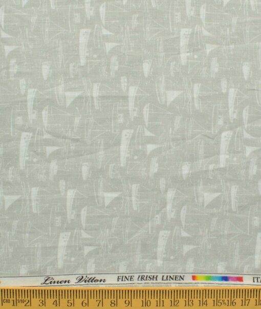 Pee Gee Men's Pure Linen 60 LEA Printed 2.25 Meter Unstitched Shirting Fabric (Pistachio Green)