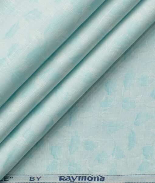 Raymond Men's Pure Cotton Self Design 2.25 Meter Unstitched Shirting Fabric (Mint Green)