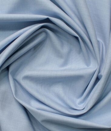Raymond Men's Premium Cotton Solids 2.25 Meter Unstitched Shirting Fabric (Sky Blue)