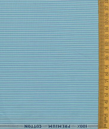 Raymond Men's Premium Cotton Striped 2.25 Meter Unstitched Shirting Fabric (Acrtic Blue)