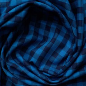 Raymond Men's Premium Cotton Checks 2.25 Meter Unstitched Shirting Fabric (Dark Royal Blue)